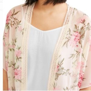 Crochet Trim floral kimono
